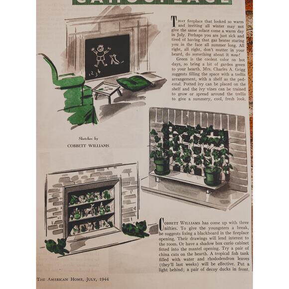 1944 "Summer Camouflage" for Fireplaces - Vtg Print Article by Cobbett Williams‎ - Picture 6 of 7